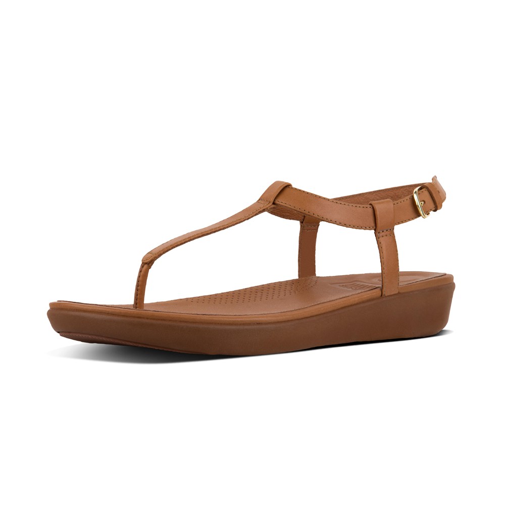 Fitflop Womens Sandals Brown - Tia Leather - JG9472136